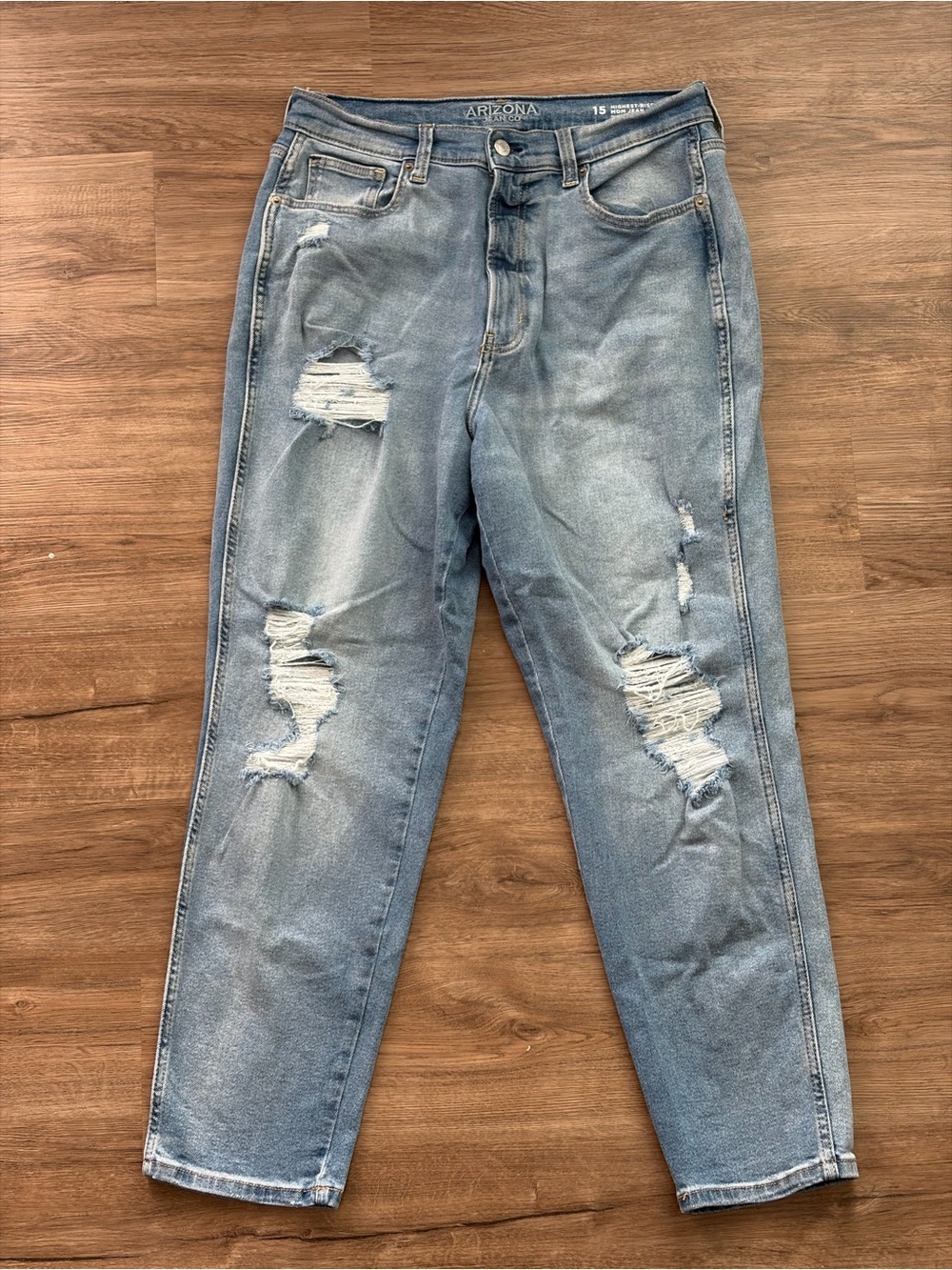 Arizona Jean Co. Distressed Highest Rise Mom Jean Size 15